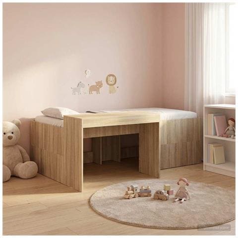 Letto alto per bambini con scrivania Rovere Sonoma 90 x 200 cm - Foto 2