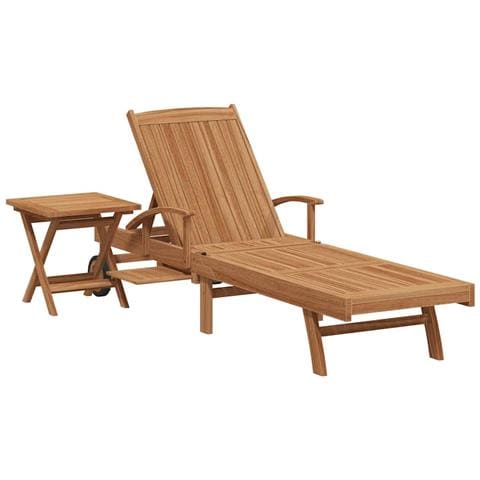 Lettino prendisole 1-persona 2 pcs Marrone Legno di teak solido - Foto 1