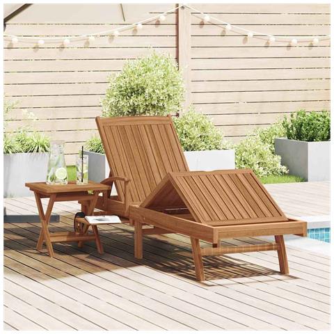 Lettino prendisole 1-persona 2 pcs Marrone Legno di teak solido - Foto 2