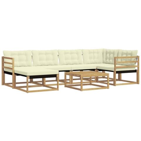 Set di divani da esterno 7 pcs Bianco e Crema 79 x 79 x 37 cm - Foto 1