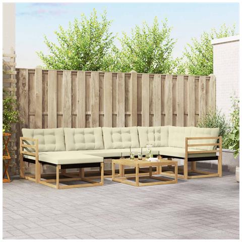Set di divani da esterno 7 pcs Bianco e Crema 79 x 79 x 37 cm - Foto 2