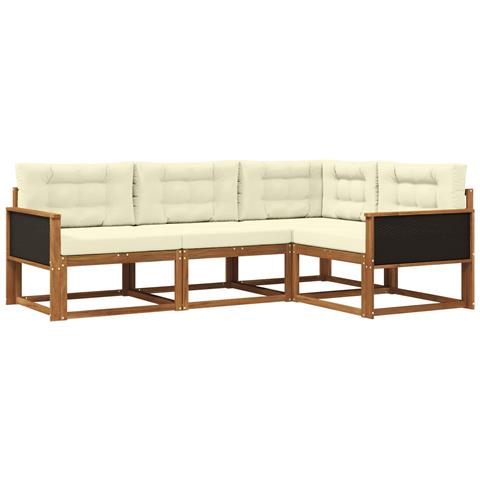 Set di divani da esterno con cuscino 4 pcs Naturale e Crema - Foto 1