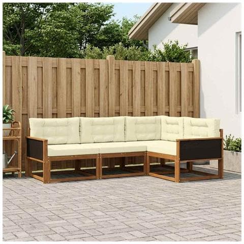 Set di divani da esterno con cuscino 4 pcs Naturale e Crema - Foto 2