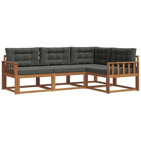 Set di divani da esterno con cuscino 4 pcs Naturale e Antracite - Foto 1