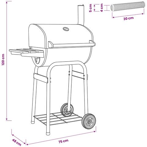 Griglia a carbone 75 x 48 x 120 cm Argento - Foto 9