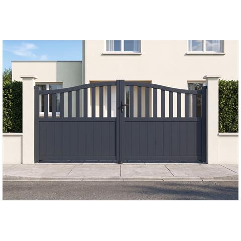 Cancello a battente MEIJE da 3,4 m, alto 160 cm, in alluminio grigio. - Foto 1