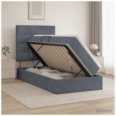 Letto con contenitore LED e materasso Grigio Scuro 90 x 200 cm - Foto 2
