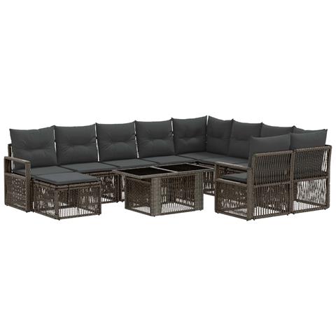 Set Divano da Giardino 11 pz Grigio e Grigio Scuro polyrattan - Foto 1