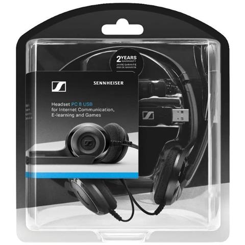 PC 8 USB Cuffia Stereo Padiglione Auricolare Cablato con Microfono Integrato Colore Nero  - Foto 5