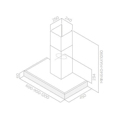 Cappa Parete SPOT PLUS IX-A-60 Aspirante 60 cm Colore Acciaio inox - Foto 4