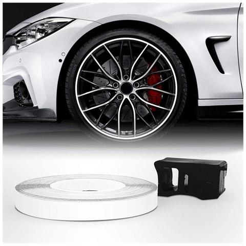 Wheel Trim Strisce Adesive Rifrangenti Con Applicatore Per Cerchi Auto, Bianco, 7 Mm X 6 Mt - Foto 1