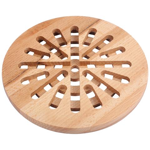 Sottopentola Retonda In Legno | 19,5 X 19,5 X 1,5 Cm | Legno Di Faggio Naturale | Reversibile | Protezione Di Tavoli E Piani Di Lavoro | Resistente Al Calore E Rispettoso Dell'ambiente - Foto 5