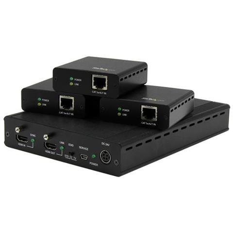 Kit extender HDBaseT a 3 porte con 3 Ricevitori - Splitter HDMI 1x3 via Cat5 - Sistema di distribuzione HDbaseT - fino a 4K - Foto 1