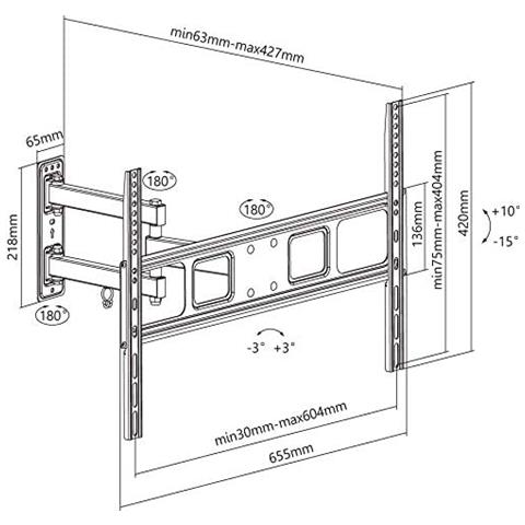 Supporto Da Parete Per Tv Basic Basic Fullmotion (l), Nero - Per Tv Da 37'' A 70'' (94-178 Cm), Completamente Mobile (gi - Foto 17