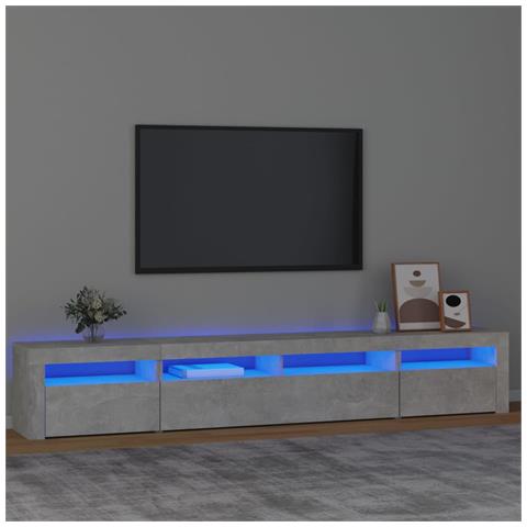Mobile Porta Tv Con Luci Led Grigio Cemento 240x35x40 Cm - Foto 13