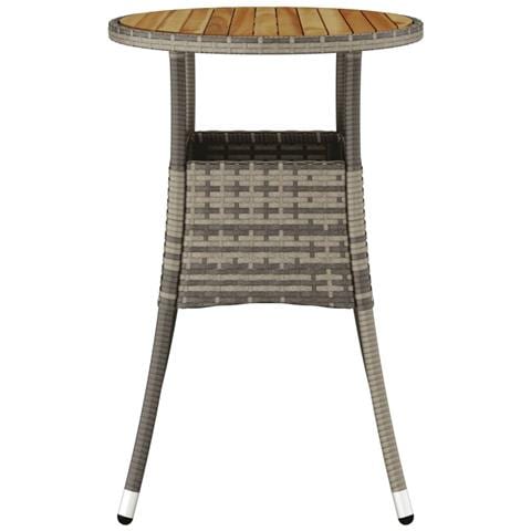 Tavolo Da Giardino 60x75cm Massello Acacia E Polyrattan Grigio - Foto 2