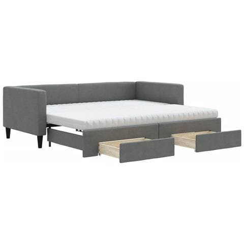 Divano Letto Estraibile Cassetti Grigio Scuro 90x200cm Tessuto - Foto 1