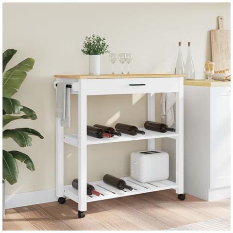 Carrello Da Cucina Monza 84x40x90 Cm In Legno Massello Di Pino - Foto 3