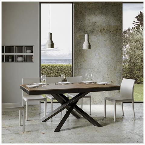 Tavolo Allungabile 90x160/264 Cm Volantis Evolution Telaio Antracite - Noce - Foto 6