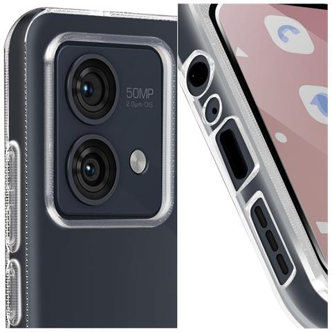 Cover Per Motorola Moto G84 Silicone Flessibile Vetro Temperato 9h, Trasparente - Foto 2
