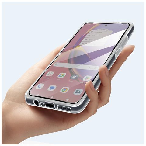 Cover Per Motorola Moto G84 Silicone Flessibile Vetro Temperato 9h, Trasparente - Foto 5