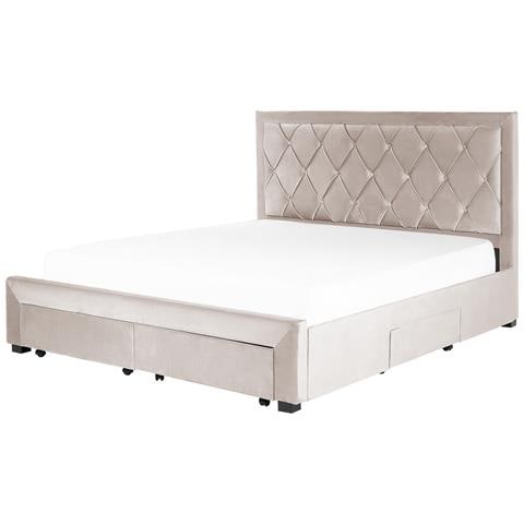 Letto Contenitore Velluto Beige 180 X 200 Cm Lievin - Foto 6