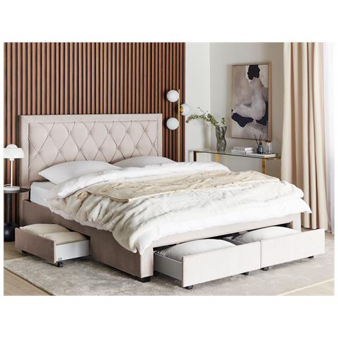 Letto Contenitore Velluto Beige 180 X 200 Cm Lievin - Foto 1