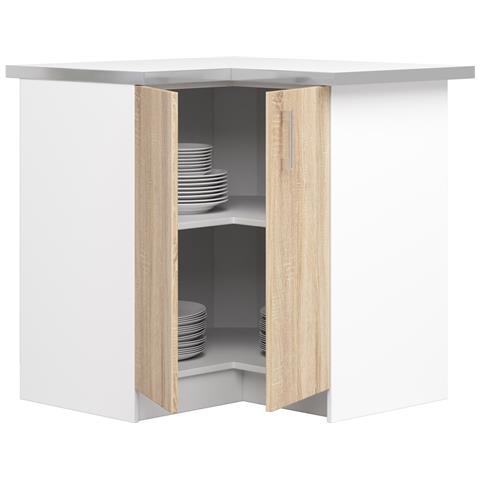 Mobile cucina modulare con piano di lavoro LIMA, 2 ante, 84x44,5x85,5 cm, Colore Bianco e Sonoma Quercia - Foto 2