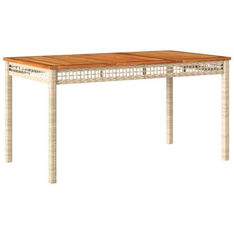 Tavolo Da Giardino Beige 140x80x75 Cm Polyrattan E Legno Acacia - Foto 2