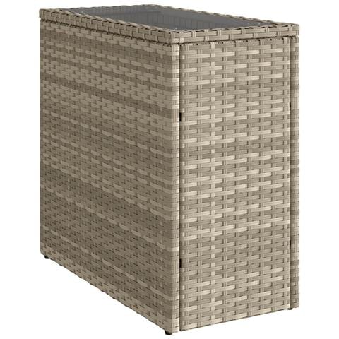 Tavolo Giardino Piano Vetro Grigio Chiaro 58x27,5x55 Polyrattan - Foto 2