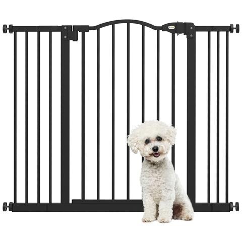 Cancellino Per Cani Estensibile Senza Viti Regolabile Da 74-100 Cm Alto 78 Cm In Metallo, Nero - Foto 1