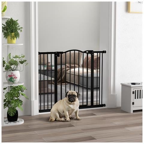 Cancellino Per Cani Estensibile Senza Viti Regolabile Da 74-100 Cm Alto 78 Cm In Metallo, Nero - Foto 2