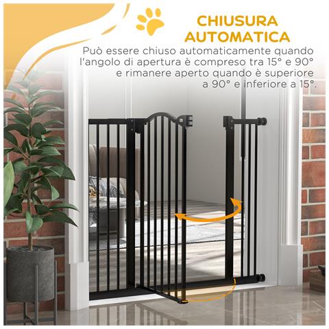 Cancellino Per Cani Estensibile Senza Viti Regolabile Da 74-100 Cm Alto 78 Cm In Metallo, Nero - Foto 6