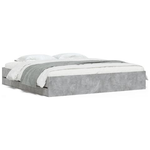 Giroletto Cassetti Grigio Cemento 160x200 Cm Legno Multistrato - Foto 2