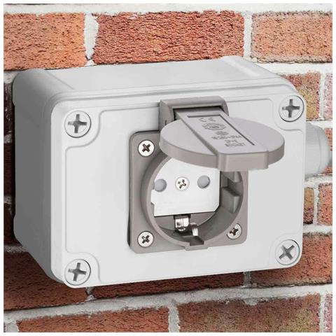 Presa Shucko Elettrica Cassetta Parete Muro Esterno Giardino Impermeabile IP65 - Foto 2