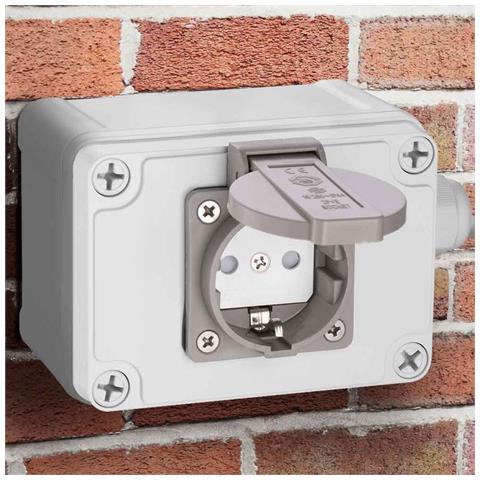 Presa Shucko Elettrica Cassetta Parete Muro Esterno Giardino Impermeabile IP65 - Foto 1