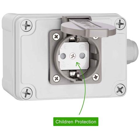Presa Shucko Elettrica Cassetta Parete Muro Esterno Giardino Impermeabile IP65 - Foto 5