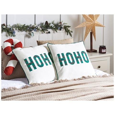 Set Di 2 Cuscini Joycandy Cotone 45 X 45 Cm Bianco Modello Natalizio - Foto 1
