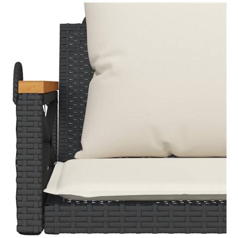 Panchina a Dondolo con Cuscini Nera 63x62x40 cm in Polyrattan - Foto 2