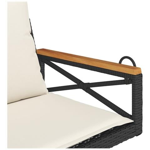 Panchina a Dondolo con Cuscini Nera 63x62x40 cm in Polyrattan - Foto 9