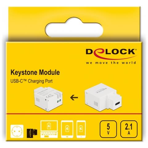 Modulo Keystone USB Type-C Porta di ricarica USB di Tipo-A 2,1 A bianco - Foto 2