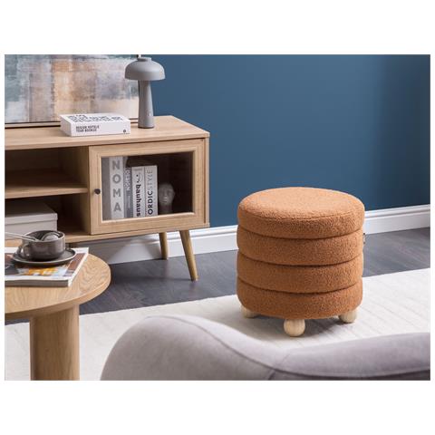 Pouf Chilly Bouclé Marrone Dorato - Foto 1