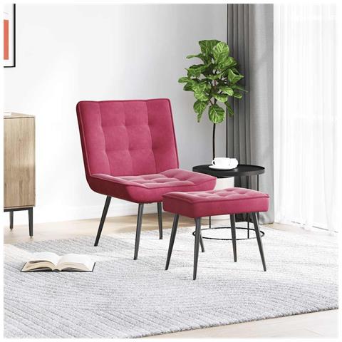 Poltrona Relax Con Poggiapiedi Rosso Vino In Velluto - Foto 3