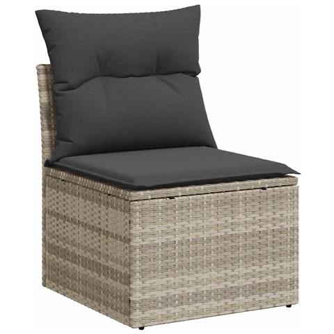 Set Divano Da Giardino 6pz Con Cuscini Grigio Chiaro Polyrattan - Foto 10