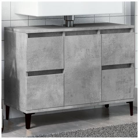 Mobile Lavabo Grigio Cemento 80x33x60 Cm In Legno Multistrato - Foto 1