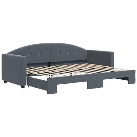 Divano Letto Con Letto Estraibile Grigio Scuro 80x200cm Velluto - Foto 2