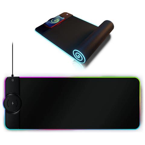 Tappetino Da Gioco 78cm Led Con Caricatore Rapido Wireless Qi 15w. Luci Rgb. - Foto 1