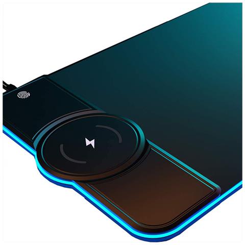 Tappetino Da Gioco 78cm Led Con Caricatore Rapido Wireless Qi 15w. Luci Rgb. - Foto 4