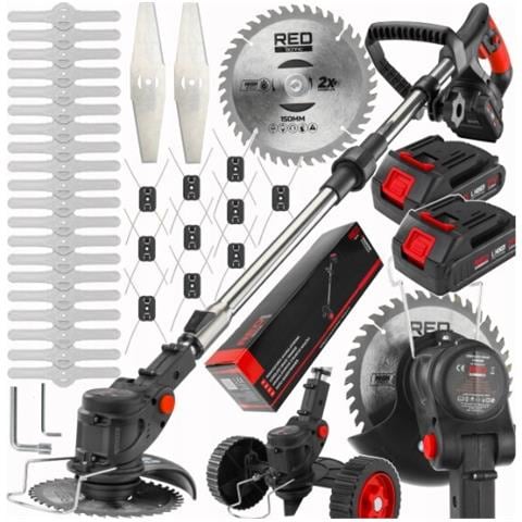 Tagliabordi A Batteria Con Ruote 2x Batteria Li-ion 21v 2.0 Ah Decespugliatore Telescopico Decespugliatore Leggero Decespugliatore Bordatore Tosaerba - Foto 1