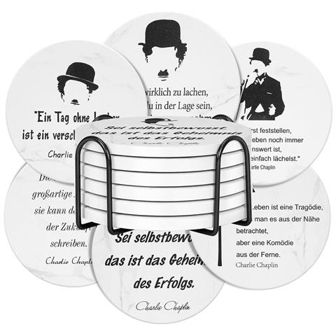 Set Di Sottobicchieri In Ceramica Con Il Fascino Di Charlie Chaplin - Foto 1